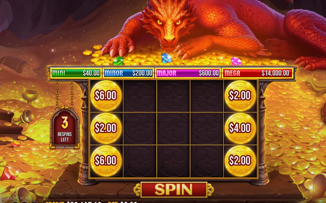 Bonus screen with MONEY symbols and respins remaining